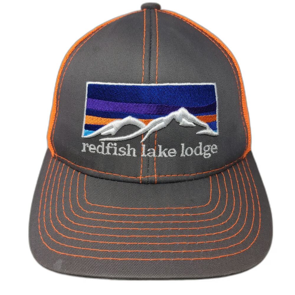 Outdoor Cap Baseball Cap Gray Orange One Size Redfish Lake Lodge Idaho Mesh Hat